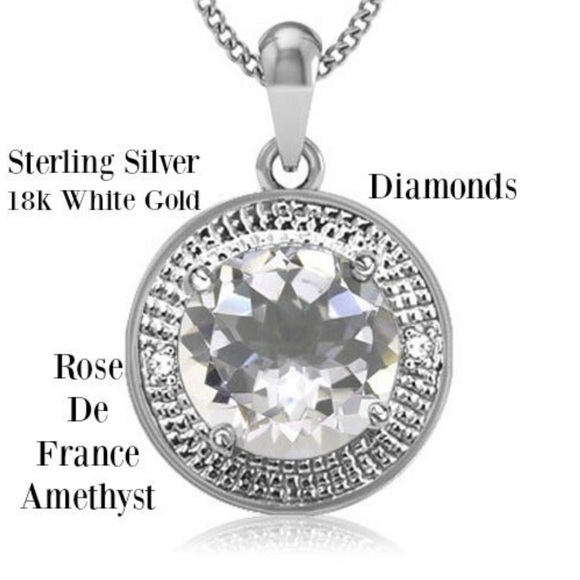 Sterling Silver Rose De France & Diamond Necklace - Picture 3 of 9